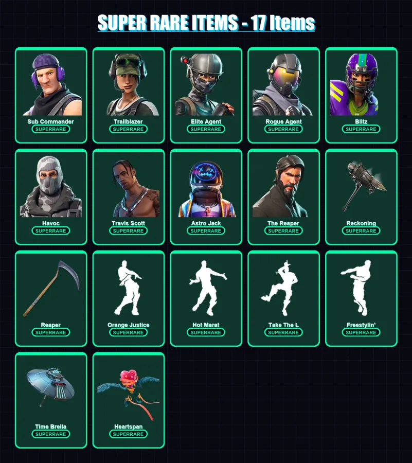 [PC/XBOX/PSN] | Sub Commander | Trailblazer | Elite Agent | Rogue Agent | Blitz | 176 skin | 176 pickaxe | 140 emote | 159 glider | Lv2353