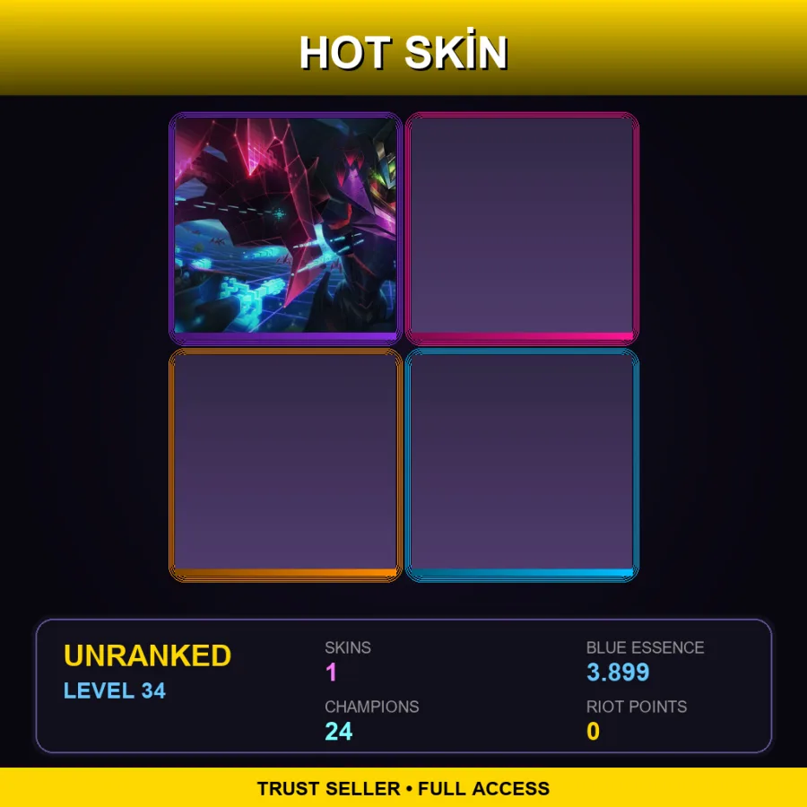 LAN | Lv34 | Unranked | 1 Skin | 24 Champ — LoL account