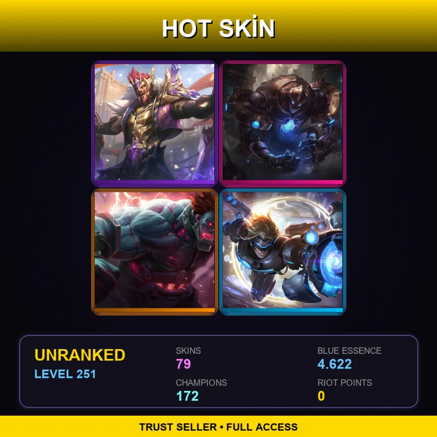 EUNE | Lv251 | Unranked | 79 Skin | 172 Champ — LoL account
