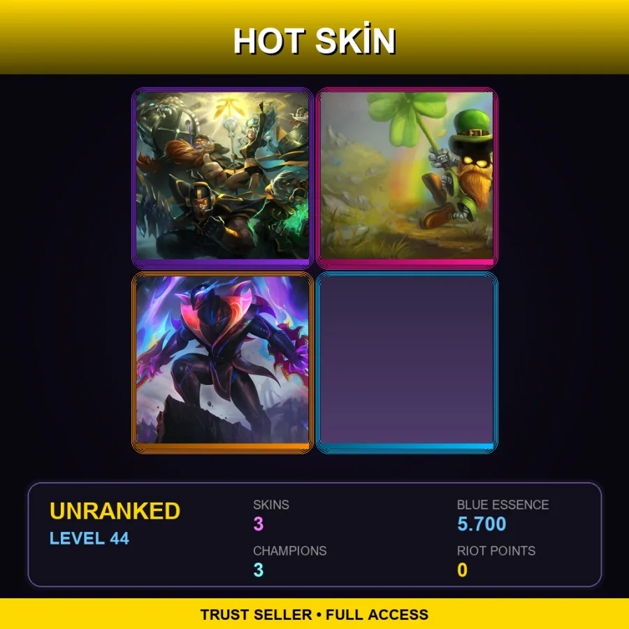 EUW | Lv44 | Unranked | 3 Skin | 3 Champ