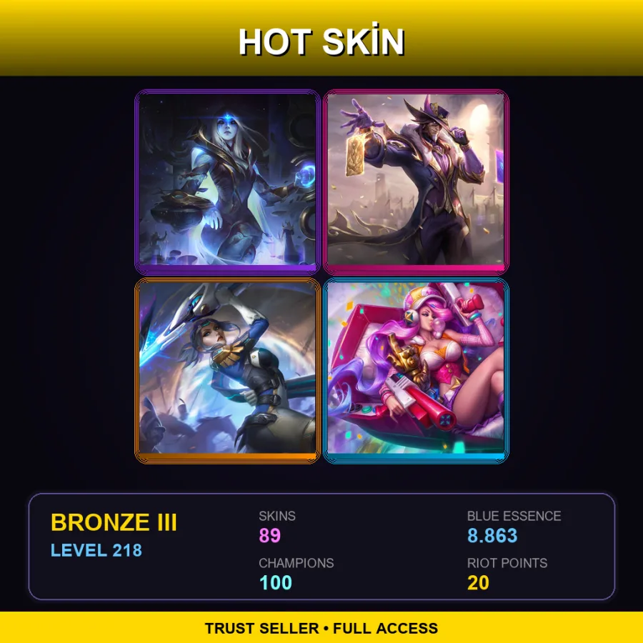 EUNE | Lv218 | Bronze III | 89 Skin | 100 Champ