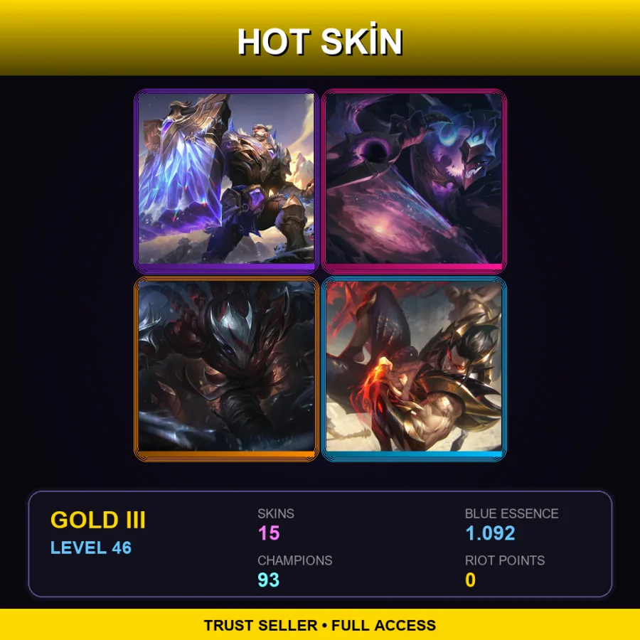 EUNE | Lv46 | Gold III | 15 Skin | 93 Champ — LoL account