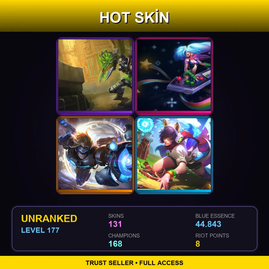 LAS | Hextech Singed | Arcade Sona | Pulsefire Ezreal | Arcade Ahri | 131 Skin | 168 Champ | Lv177