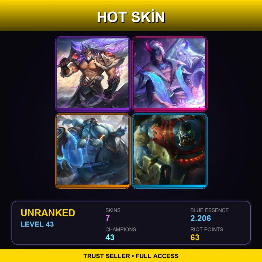 EUW | Lv43 | Unranked | 7 Skin | 43 Champ