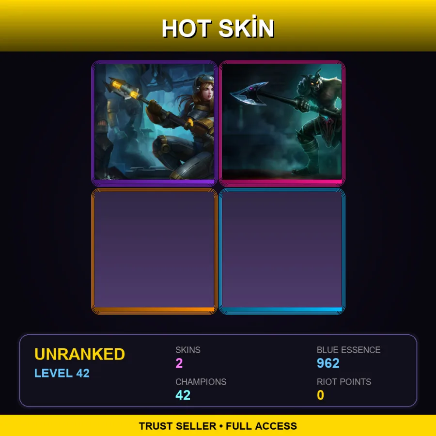 LAS | Lv42 | Unranked | 2 Skin | 42 Champ — LoL account