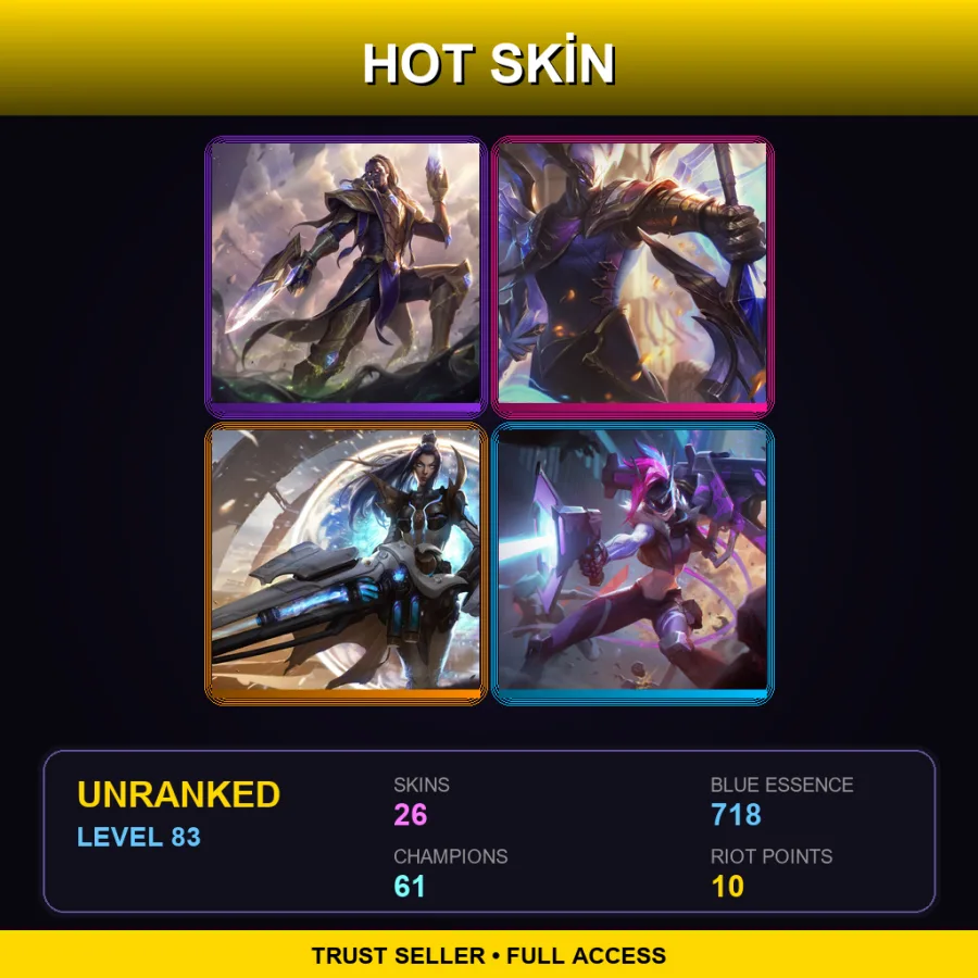 EUW | Lv83 | Unranked | 26 Skin | 61 Champ — LoL account