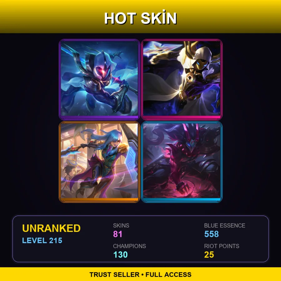 EUNE | Lv215 | Unranked | 81 Skin | 130 Champ — Battle Queen Qiyana