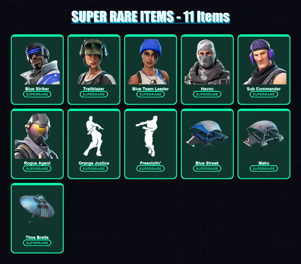 [PS4/PS5/XBOX/PC] | Blue Striker | Trailblazer | Blue Team Leader | Havoc | Sub Commander | 79 skin | 99 pickaxe | 91 emote | 83 glider | Lv1250
