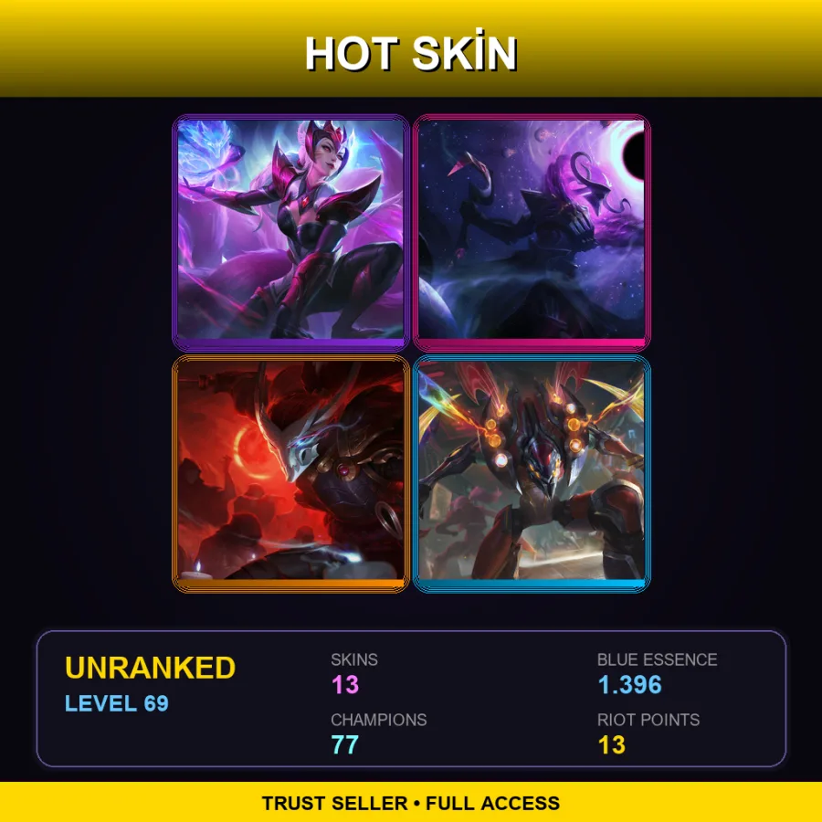 TR | Lv69 | Unranked | 13 Skin | 77 Champ