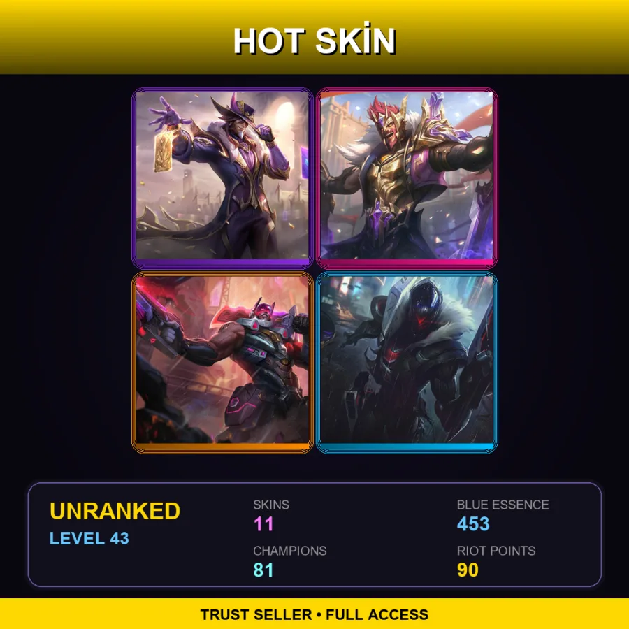 VN | Lv43 | Unranked | 11 Skin | 81 Champ — LoL account