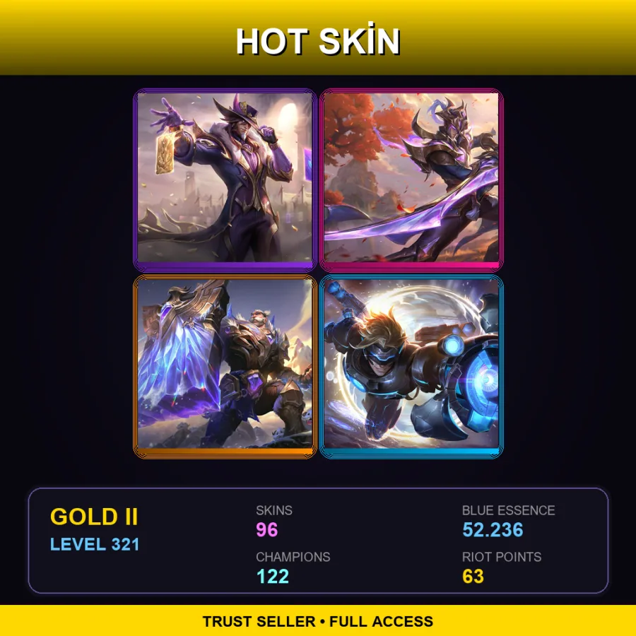 LAS | Lv321 | Gold II | 96 Skin | 122 Champ — LoL account