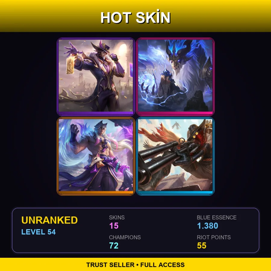 NA | Lv54 | Unranked | 15 Skin | 72 Champ