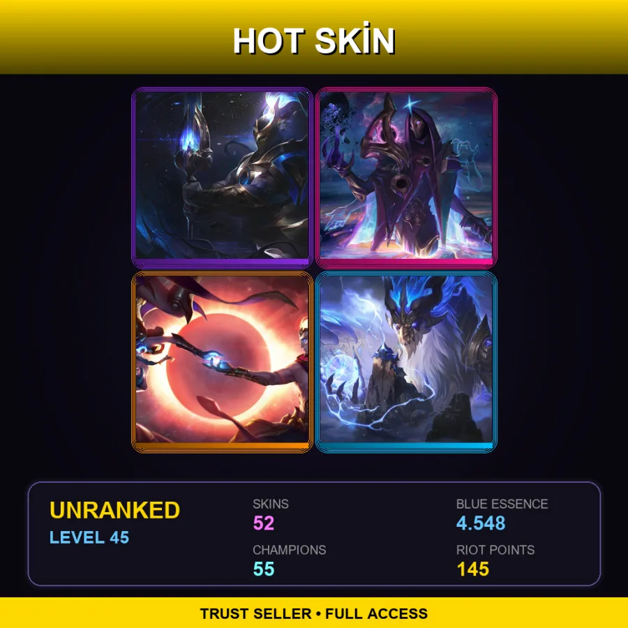 EUNE | Lv45 | Unranked | 52 Skin | 55 Champ