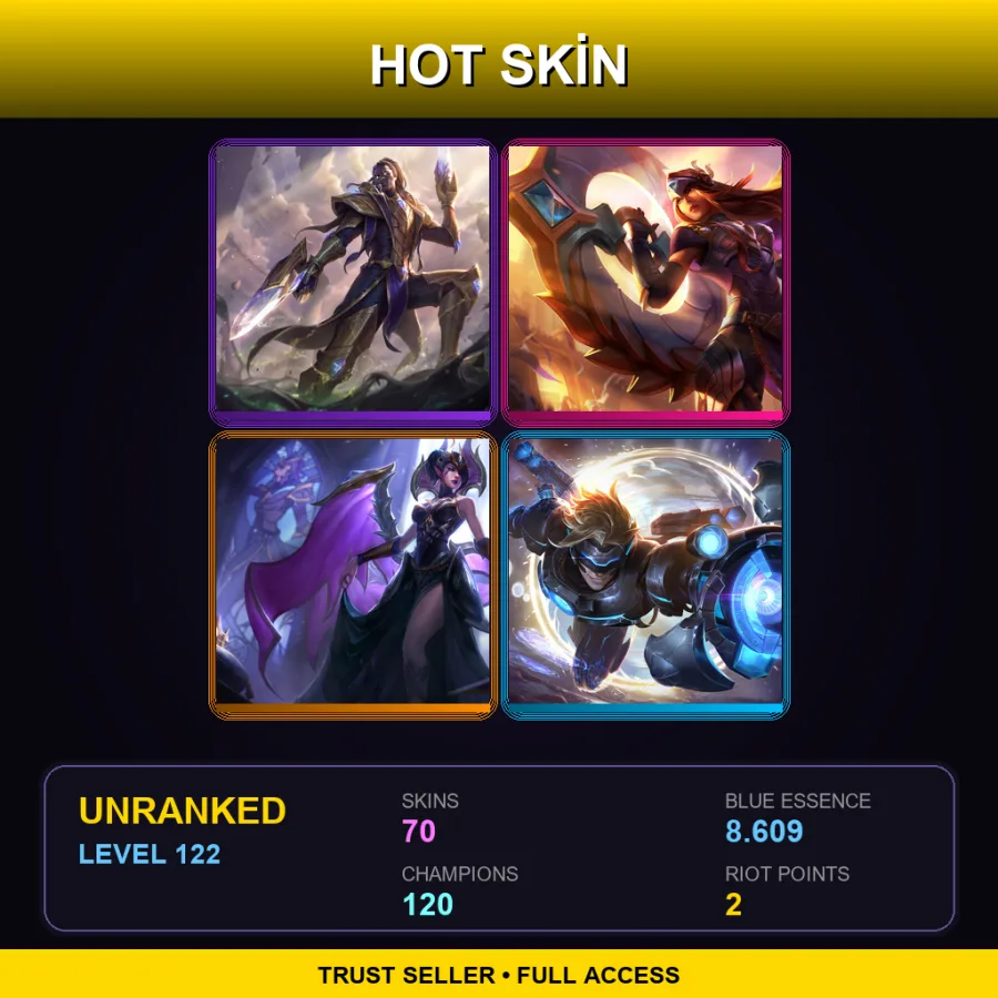 SG | Lv122 | Unranked | 70 Skin | 120 Champ — LoL account