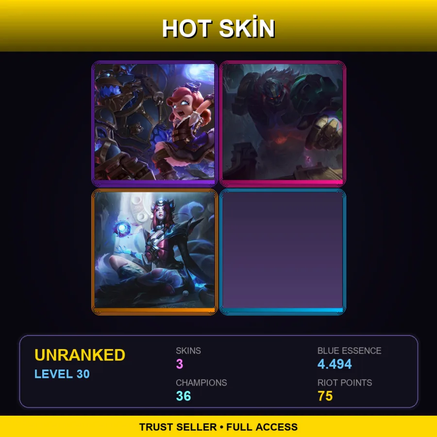 EUNE | Lv30 | Unranked | 3 Skin | 36 Champ — LoL account