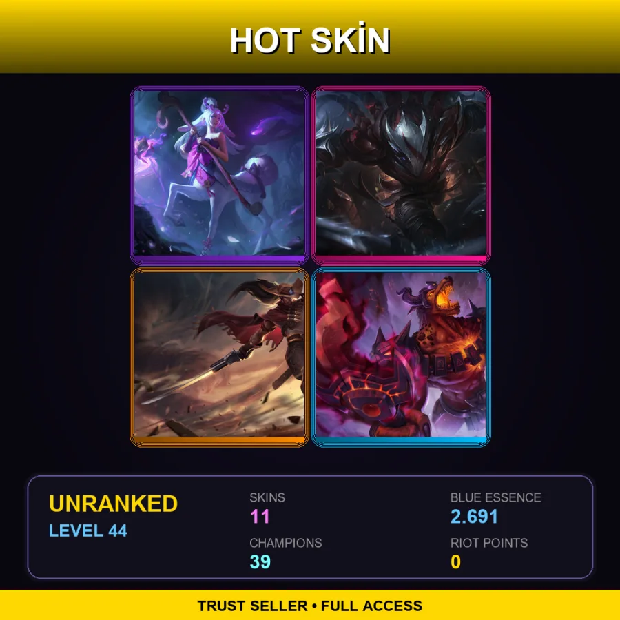 EUNE | Lv44 | Unranked | 11 Skin | 39 Champ — LoL account