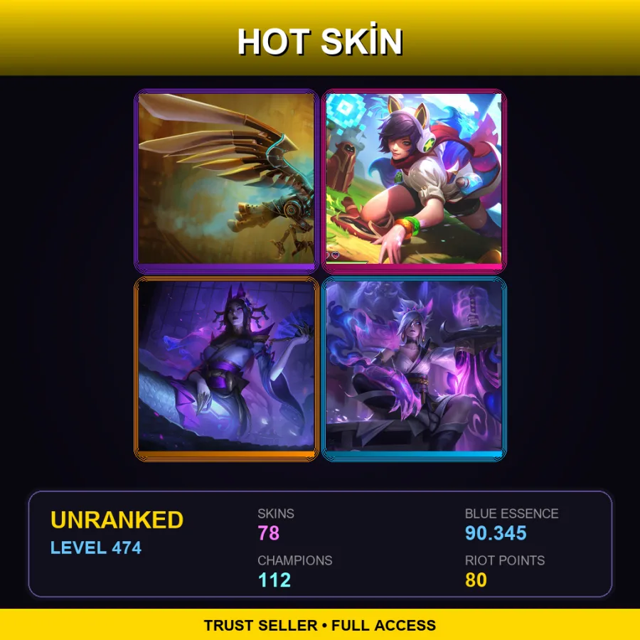 NA | Lv474 | Unranked | 78 Skin | 112 Champ — LoL account