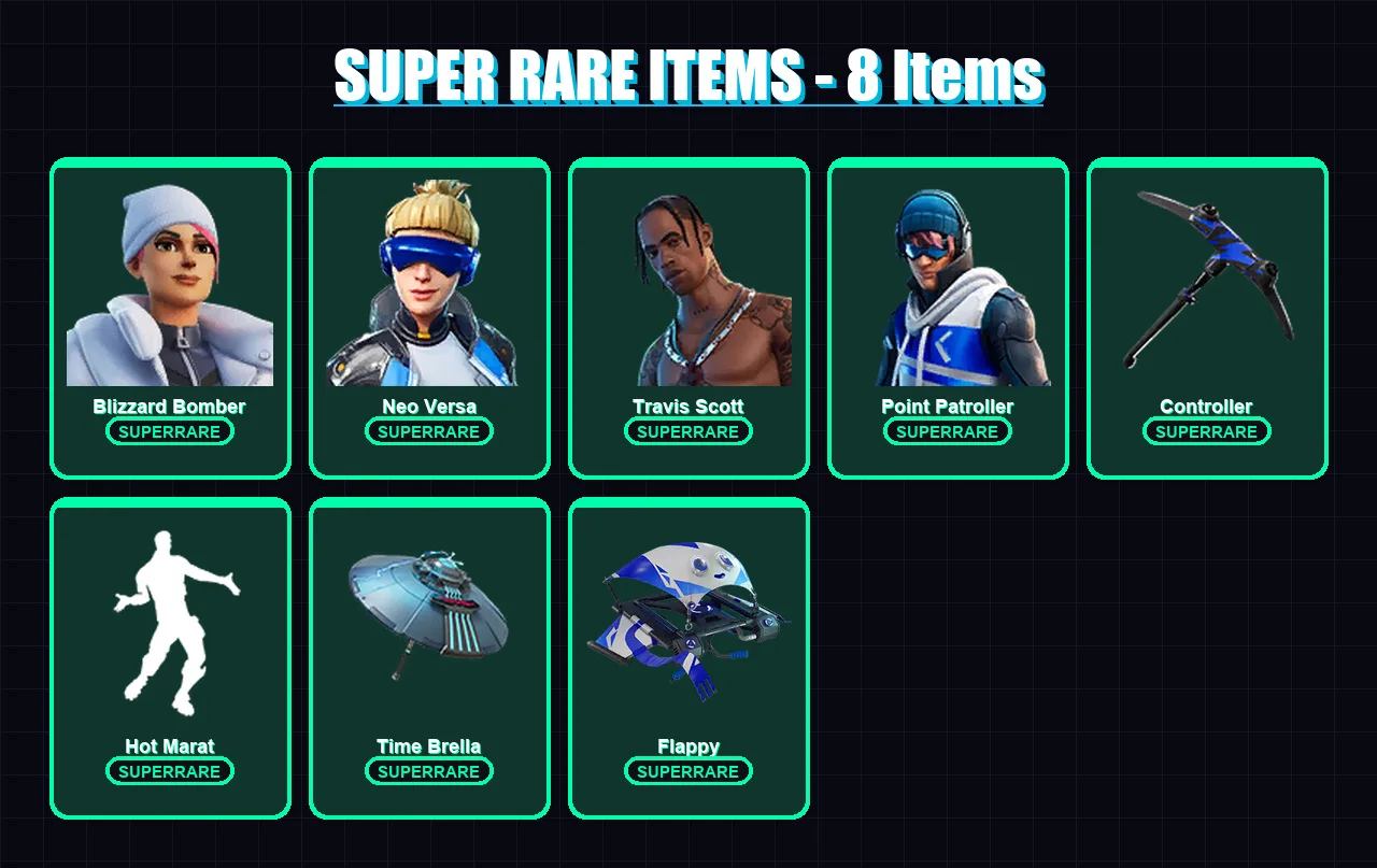 [PS4/PS5/XBOX/PC] | Blizzard Bomber | Neo Versa | Travis Scott | Point Patroller | Menace | 79 skin | 97 pickaxe | 80 emote | 91 glider | Lv1375 — Fortnite account