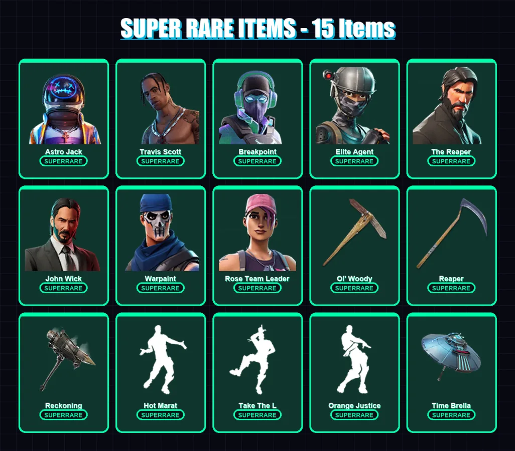 [PS4/PS5/XBOX/PC] | Astro Jack | Travis Scott | Breakpoint | Elite Agent | The Reaper | 192 skin | 212 pickaxe | 188 emote | 184 glider | Lv4163 — Fortnite account