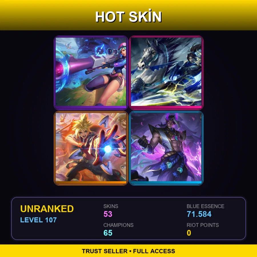 VN | Lv107 | Unranked | 53 Skin | 65 Champ — LoL account