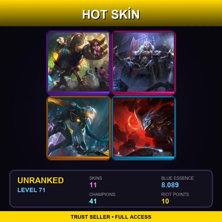 NA | Lv71 | Unranked | 11 Skin | 41 Champ — LoL account