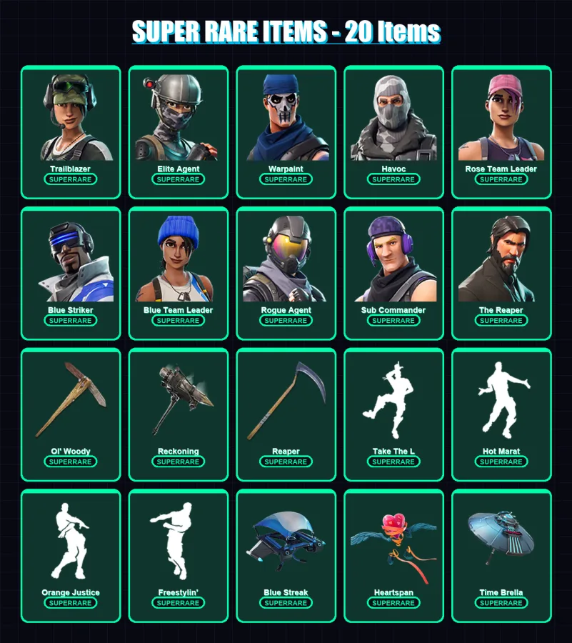 [PS4/PS5/XBOX/PC] | Trailblazer | Elite Agent | Warpaint | Havoc | Rose Team Leader | 180 skin | 213 pickaxe | 166 emote | 164 glider | Lv2850 — Fortnite account