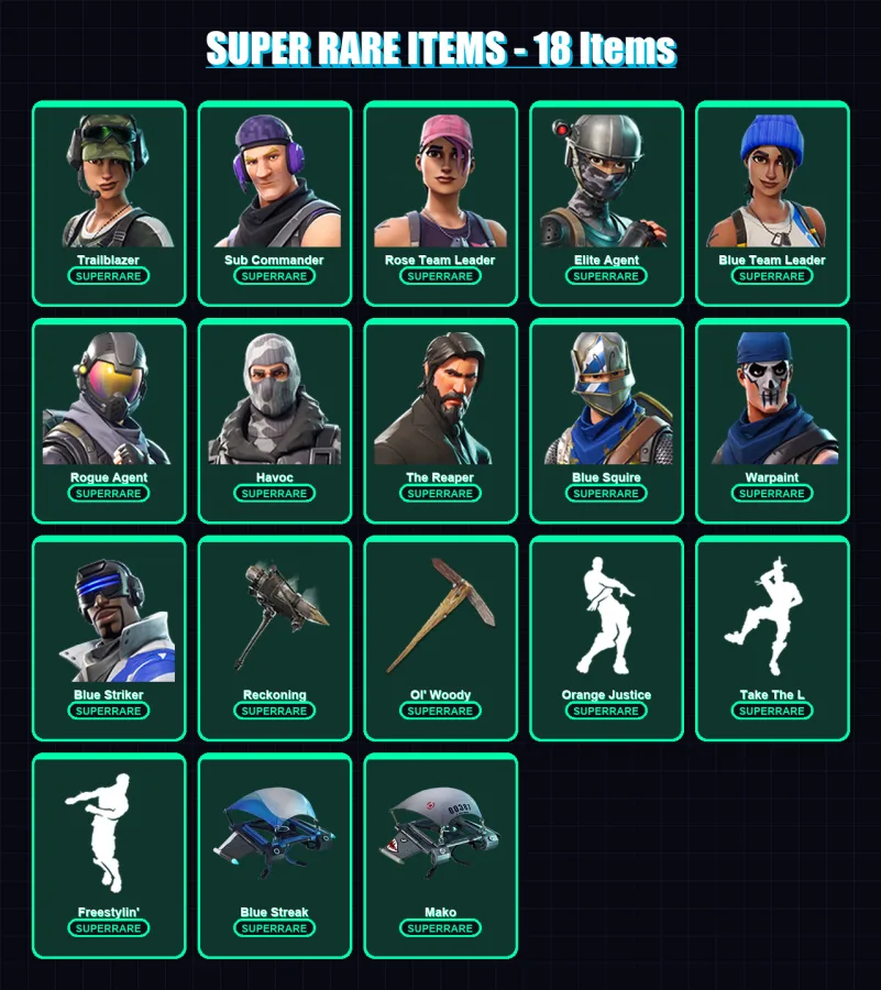 [PC/XBOX] | Trailblazer | Sub Commander | Rose Team Leader | Elite Agent | Blue Team Leader | 44 skin | 26 pickaxe | 33 emote | 33 glider | Lv366 — Fortnite account
