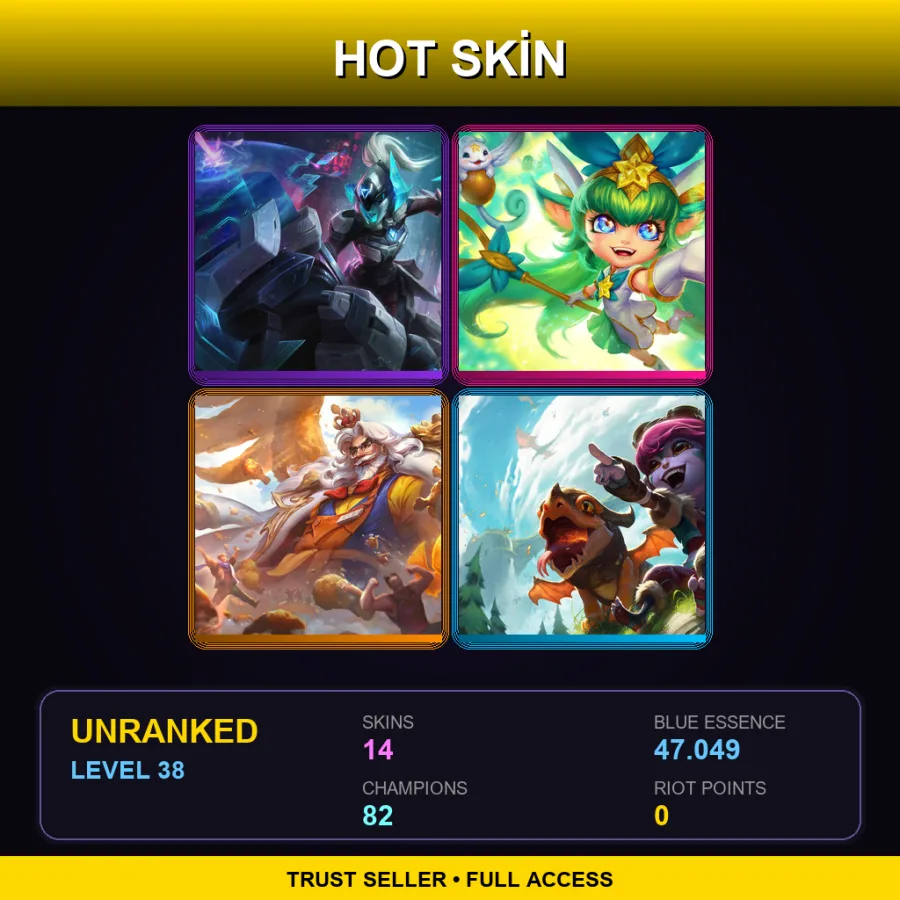 VN | Lv38 | Unranked | 14 Skin | 82 Champ — Glaive Warrior Pantheon