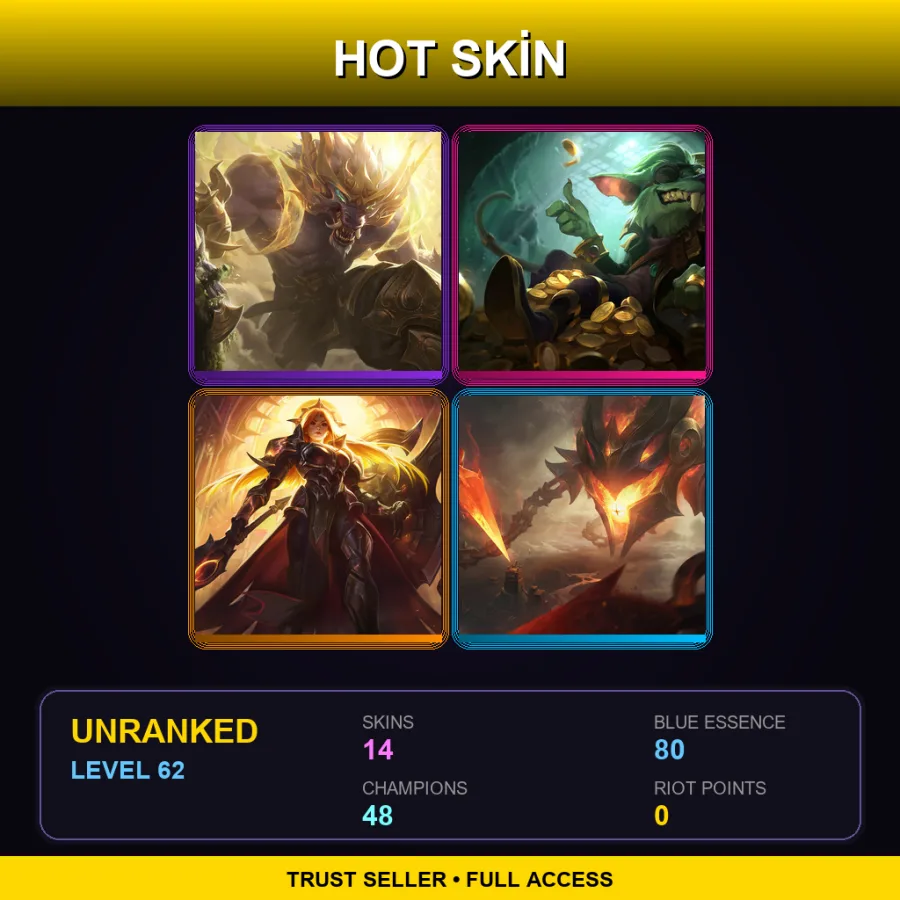 LAN | Lv62 | Unranked | 14 Skin | 48 Champ — Arcane Enforcer Caitlyn