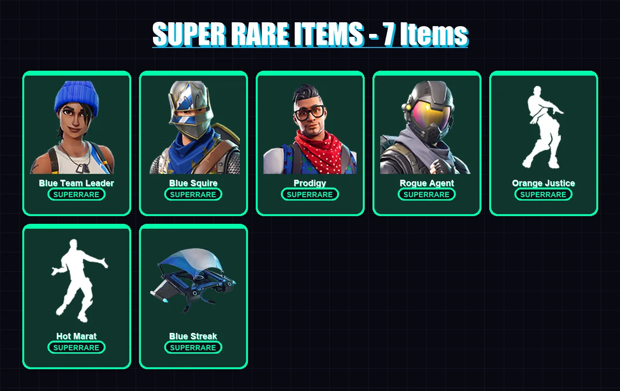 [PC/XBOX/PSN] | Blue Team Leader | Blue Squire | Prodigy | Rogue Agent | Carbide | 10 skin | 13 pickaxe | 16 emote | 15 glider | Lv218
