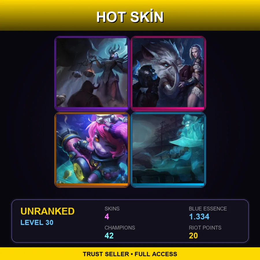 BR | Judgment Kayle | Traditional Sejuani | Riot Girl Tristana | Spooky Gangplank | 4 Skin | 42 Champ | Lv30