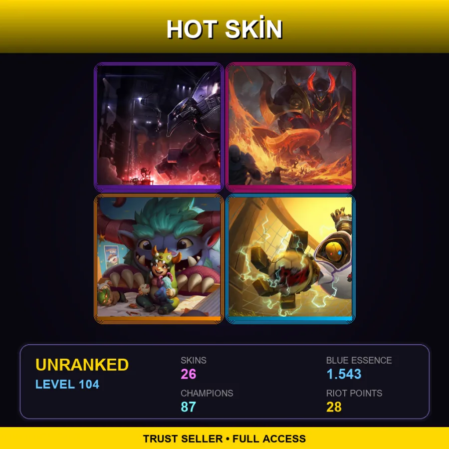 VN | Lv104 | Unranked | 26 Skin | 87 Champ