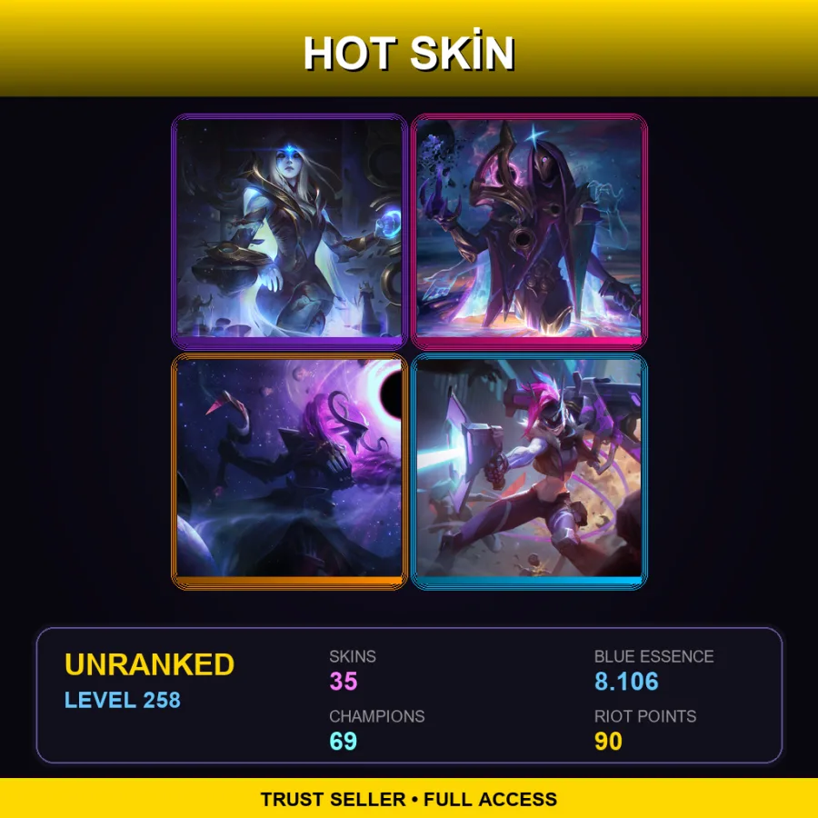 LAN | Lv258 | Unranked | 35 Skin | 69 Champ — LoL account