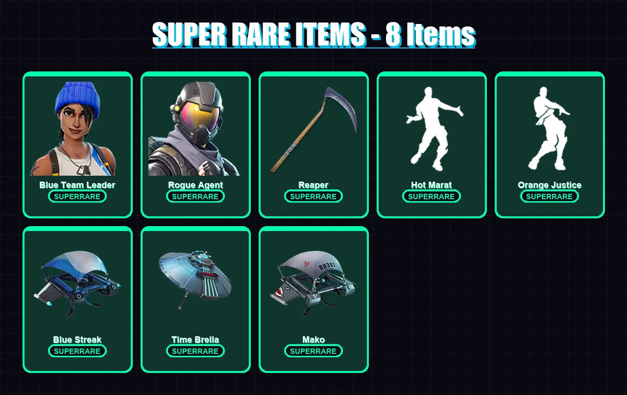 [PC/XBOX/PSN] | Blue Team Leader | Rogue Agent | The Prisoner | Catalyst | Spectra Knight | 88 skin | 102 pickaxe | 108 emote | 111 glider | Lv1943