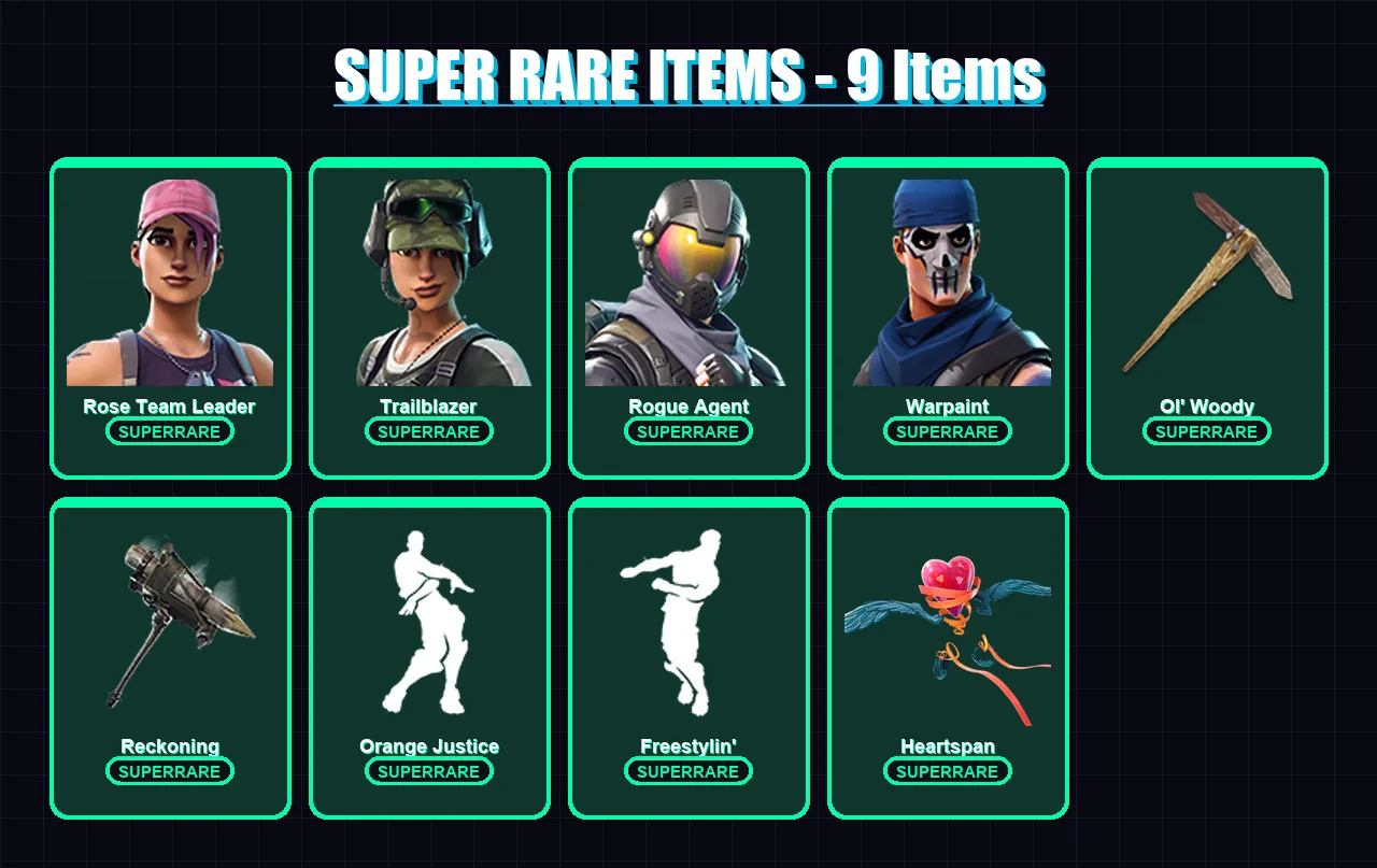 [PC/XBOX/PSN] | Rose Team Leader | Trailblazer | Rogue Agent | Warpaint | Ravage | 66 skin | 74 pickaxe | 54 emote | 67 glider | Lv919