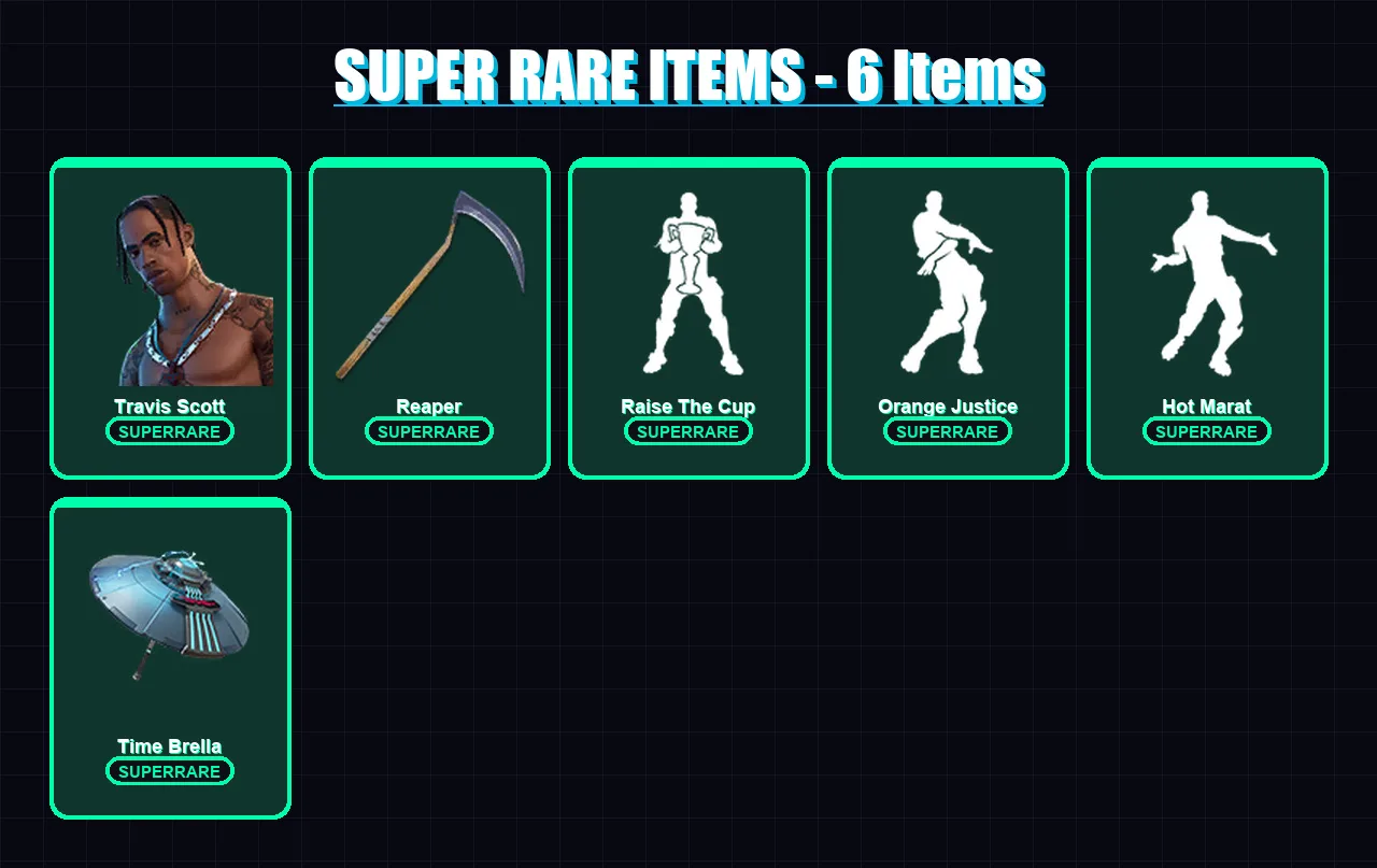 [PC/XBOX] | Travis Scott | The Cube Queen | The Foundation | Fallen Love Ranger | Raz | 147 skin | 156 pickaxe | 127 emote | 147 glider | Lv2882
