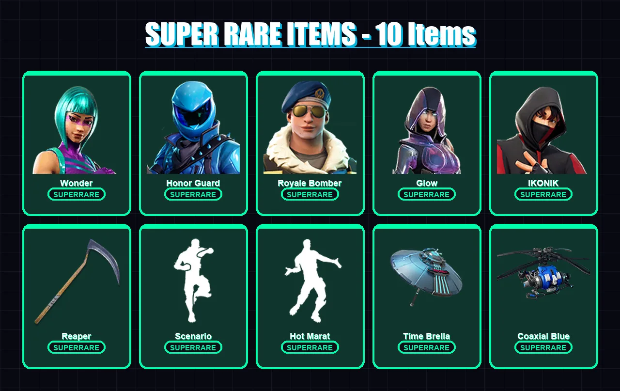 [PC/PSN] | Wonder | Honor Guard | Royale Bomber | Glow | IKONIK | 135 skin | 147 pickaxe | 124 emote | 114 glider | Lv1363