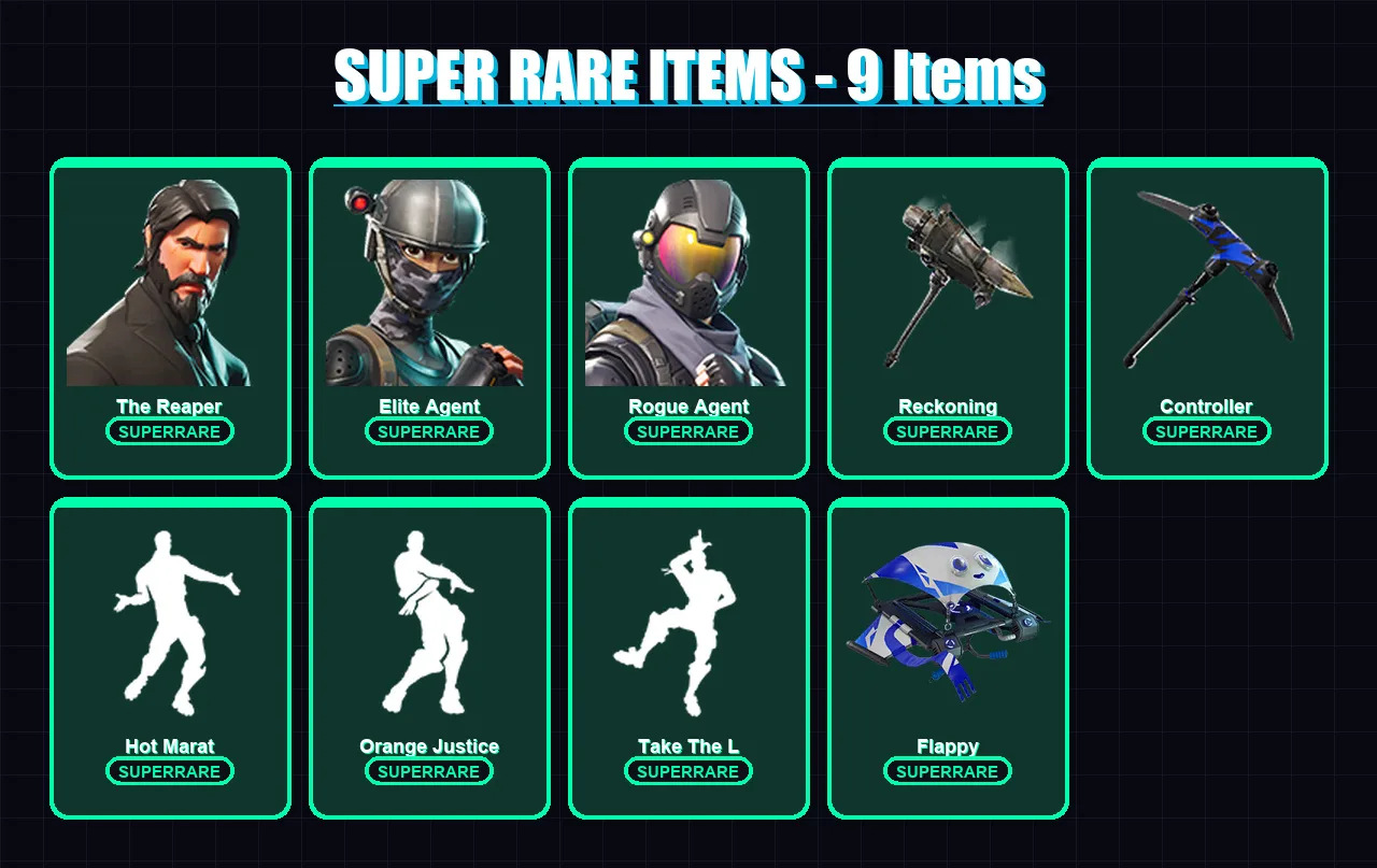 [PC/XBOX] | The Reaper | Elite Agent | Rogue Agent | The Ice King | Lynx | 109 skin | 118 pickaxe | 138 emote | 90 glider | Lv1420