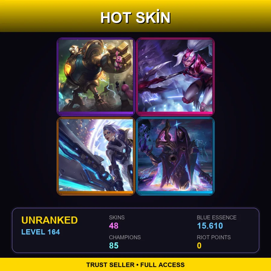 EUW | Lv164 | Unranked | 48 Skin | 85 Champ