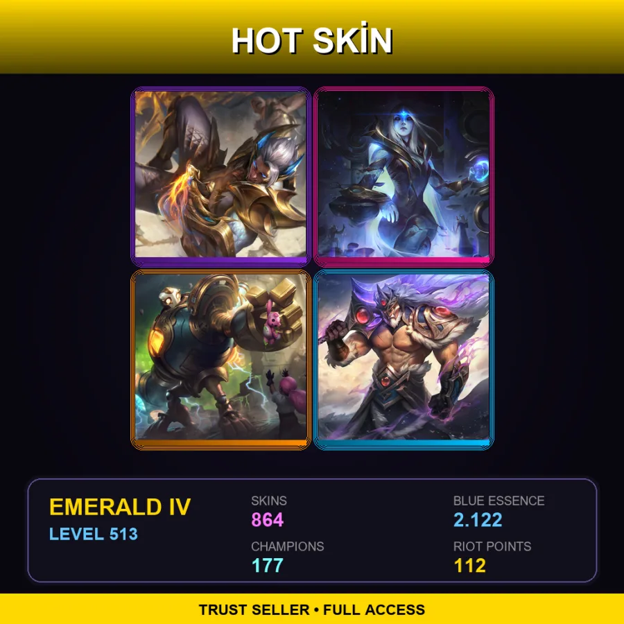 EUNE | Lv513 | Emerald IV | 864 Skin | 177 Champ