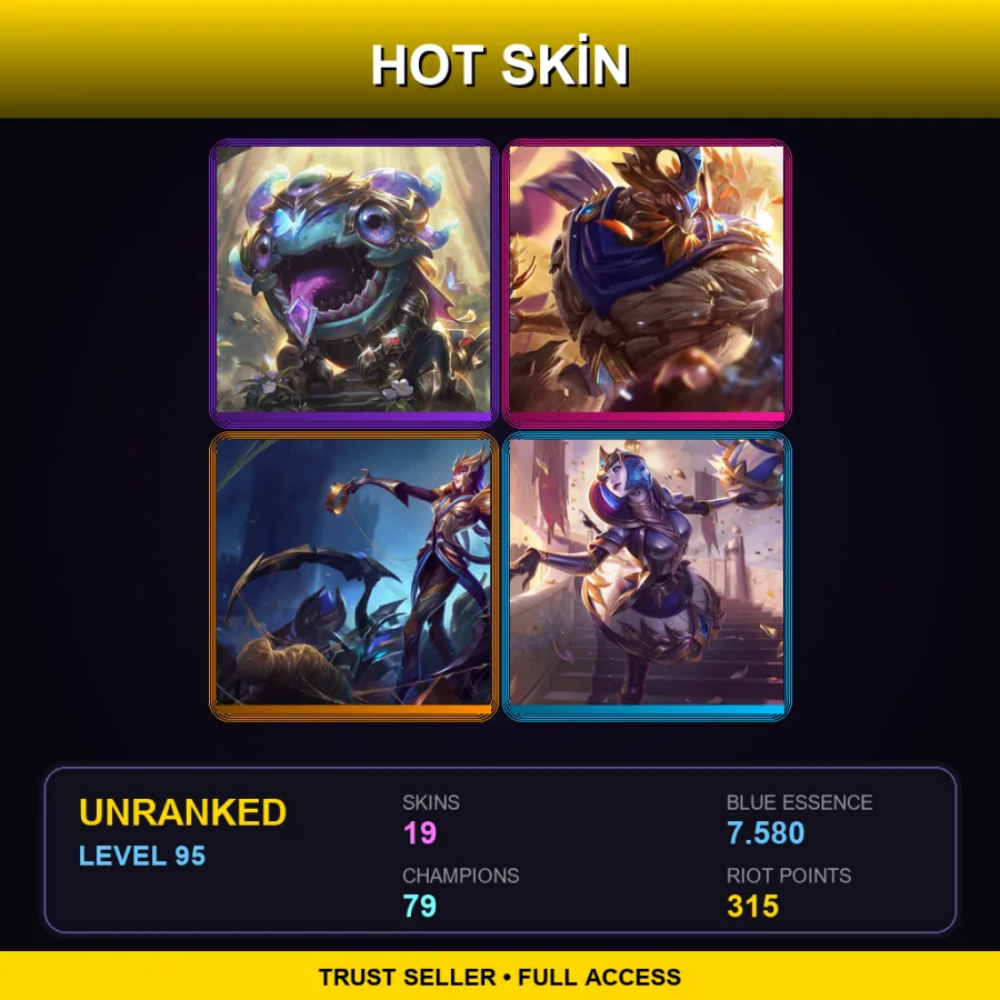 NA | Lv95 | Unranked | 19 Skin | 79 Champ