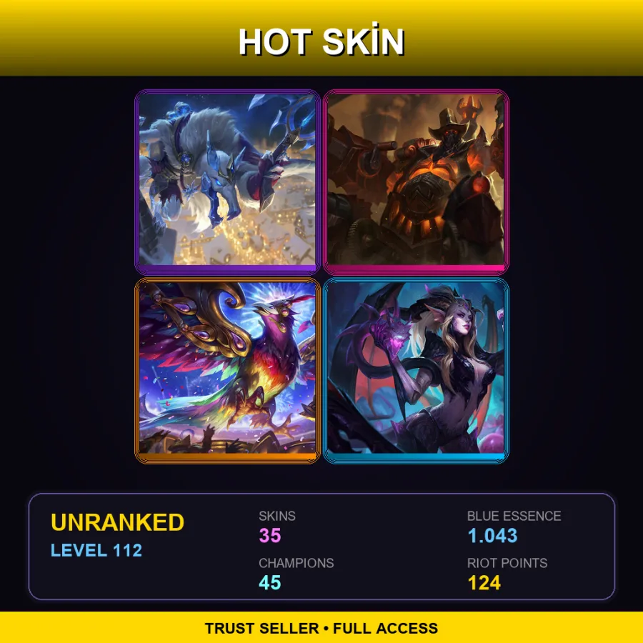 EUNE | Lv112 | Unranked | 35 Skin | 45 Champ