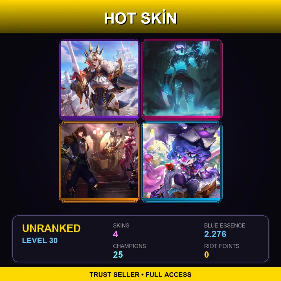 LAS | Lv30 | Unranked | 4 Skin | 25 Champ with Jhin