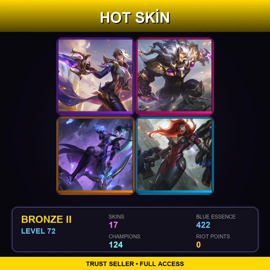 VN | Victorious Fiora | Victorious Rengar | Spirit Blossom Vayne | Gun Goddess Miss Fortune | 17 Skin | 124 Champ | Bronze II | Lv72