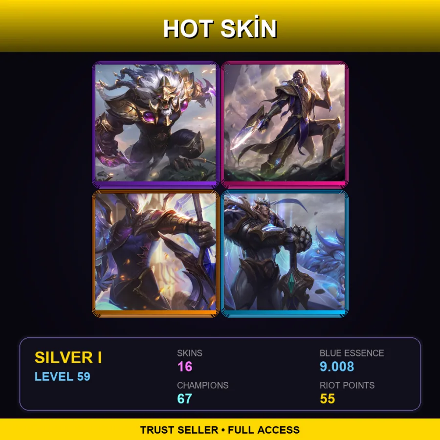 TR | Victorious Rengar | Victorious Lucian | Victorious Aatrox | God-King Garen | 16 Skin | 67 Champ | Silver I | Lv59