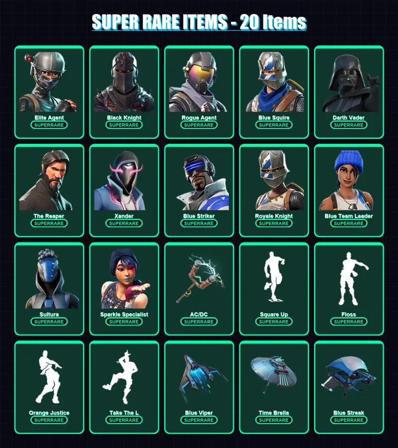[SWITCH/PC] | Elite Agent | Black Knight | Rogue Agent | Blue Squire | Darth Vader | 65 skin | 115 pickaxe | 77 emote | 99 glider | Lv1750 — Game account