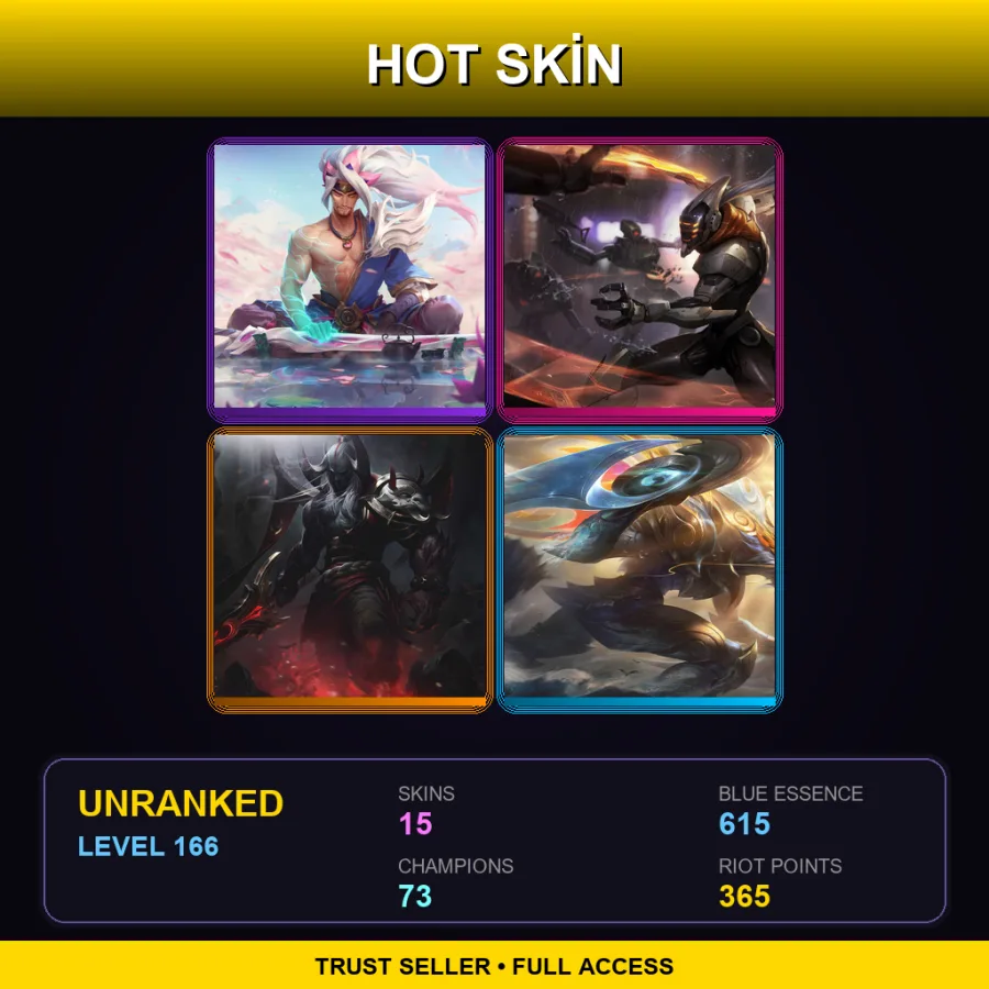 NA | Lv166 | Unranked | 15 Skin | 73 Champ — LoL account
