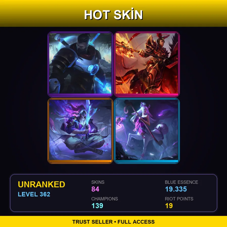LAN | Lv362 | Unranked | 84 Skin | 139 Champ — LoL account