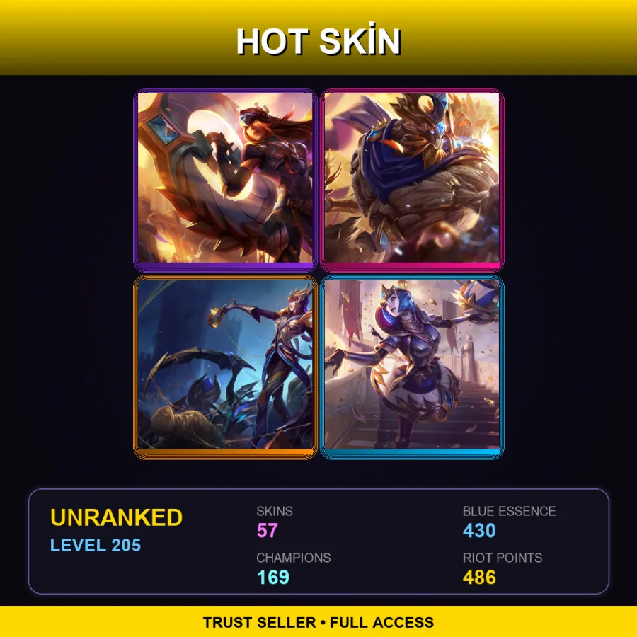 EUW | Lv205 | Unranked | 57 Skin | 169 Champ