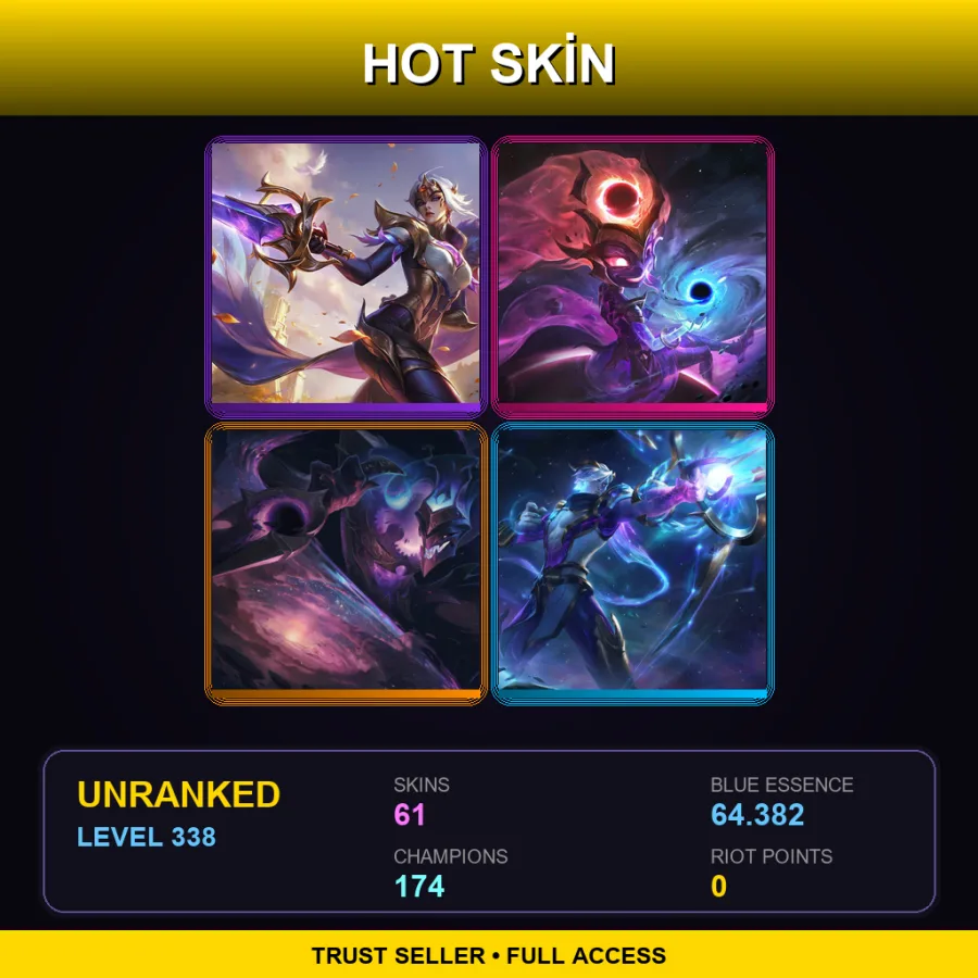 LAS | Lv338 | Unranked | 61 Skin | 174 Champ — LoL account